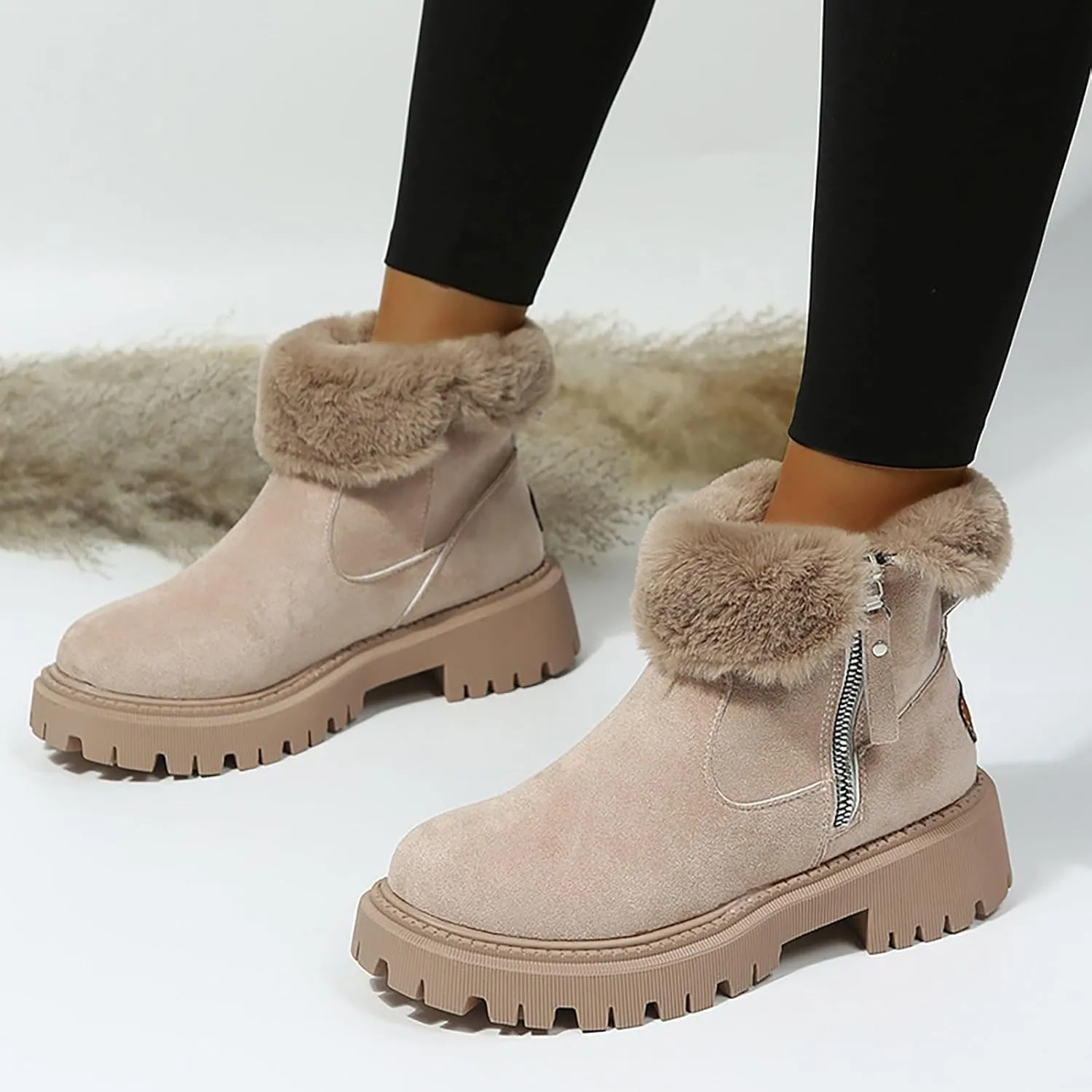 Kids Snow Boots Boys Girls Winter Boots Cow Suede Warm Plush Lined Shoes Side Zipper Ankle Boots