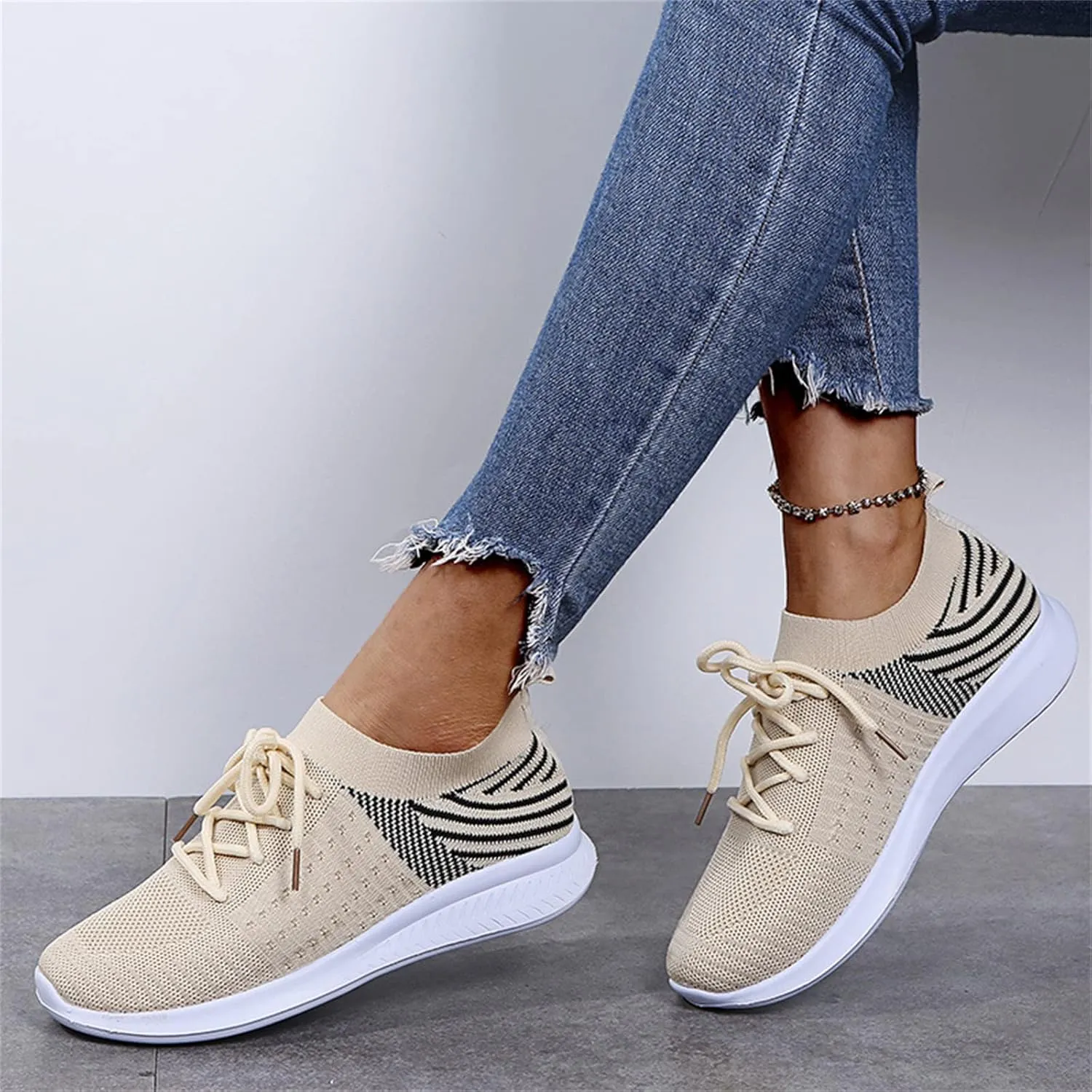 Ladmiple Sneakers For Women Slip On Walking Shoes Non Slip Fashion Casual Dressy Summer Fashion Comfortable Flats Loafer