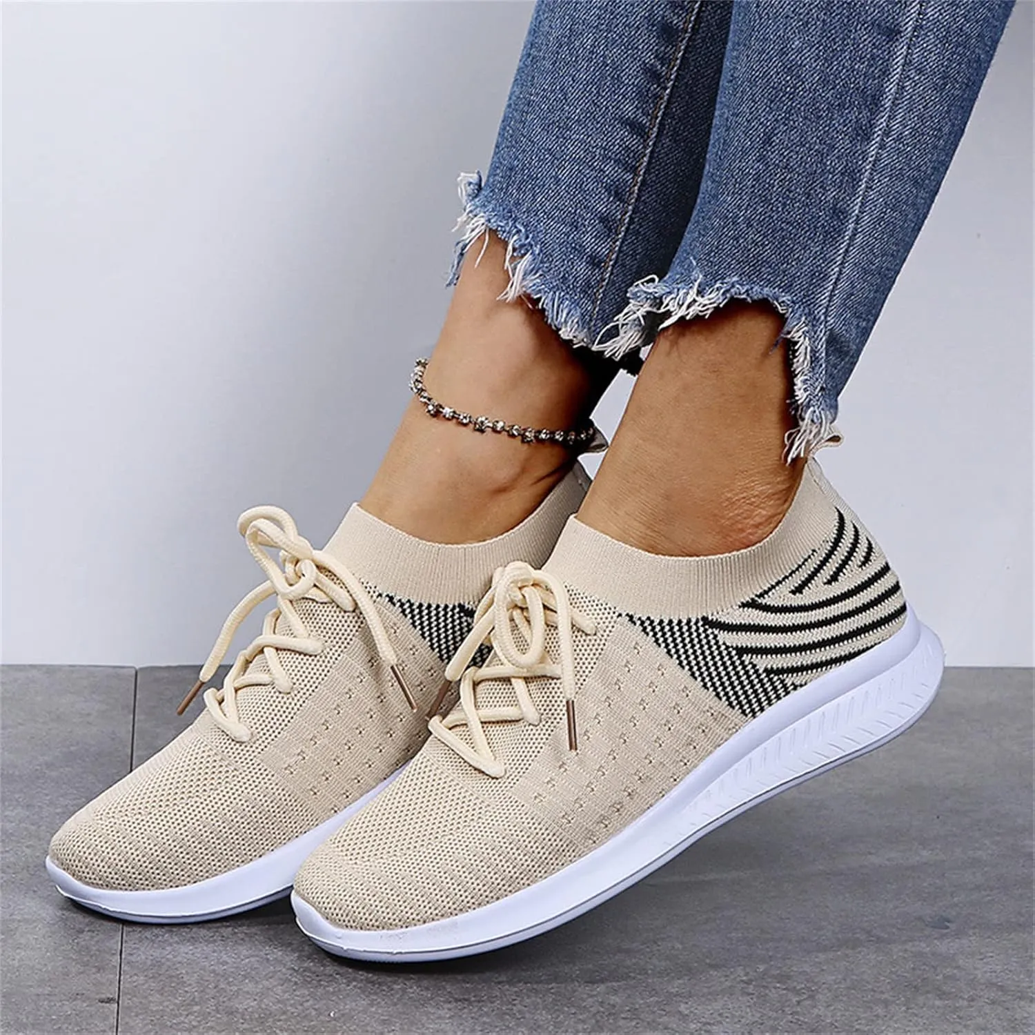 Ladmiple Sneakers For Women Slip On Walking Shoes Non Slip Fashion Casual Dressy Summer Fashion Comfortable Flats Loafer