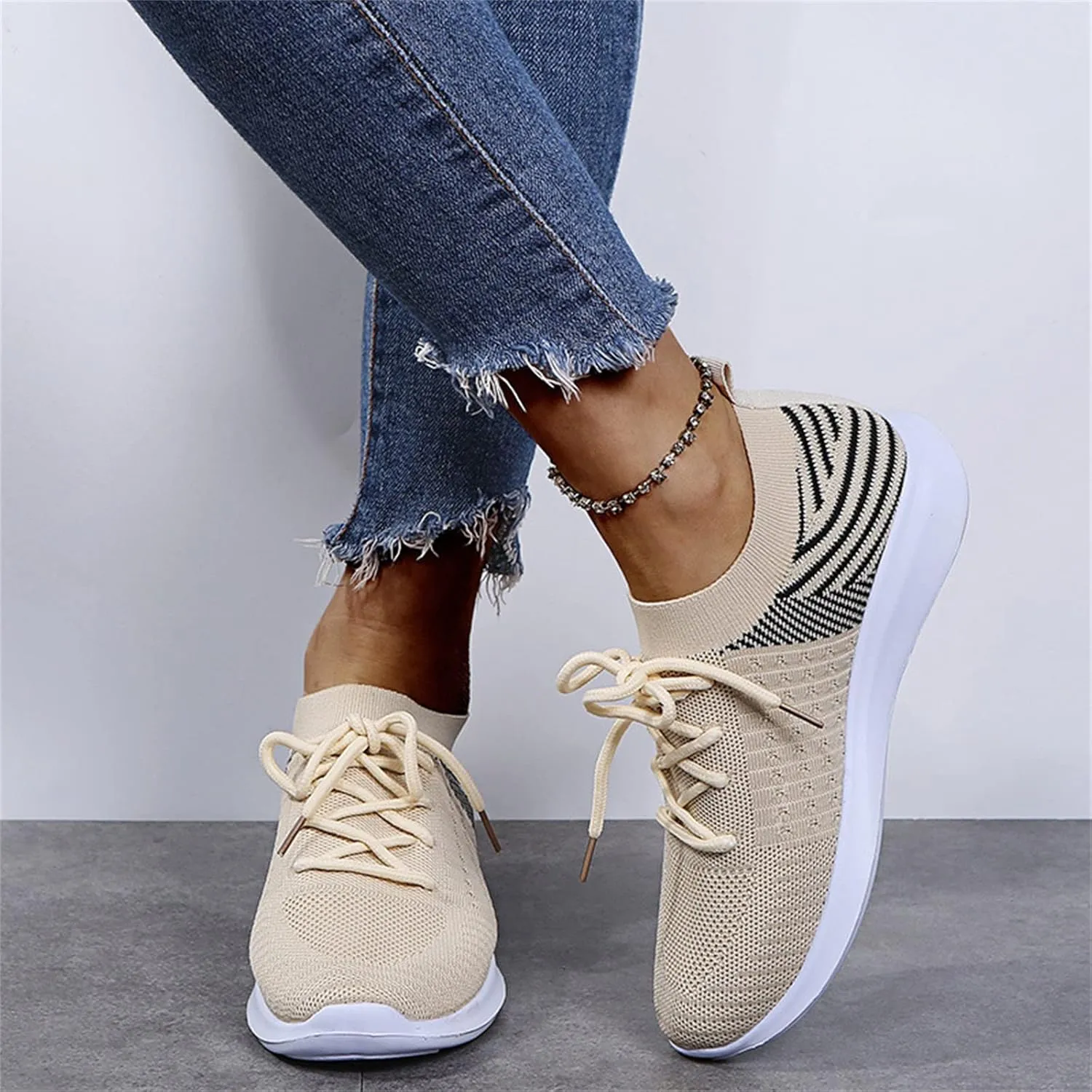 Ladmiple Sneakers For Women Slip On Walking Shoes Non Slip Fashion Casual Dressy Summer Fashion Comfortable Flats Loafer