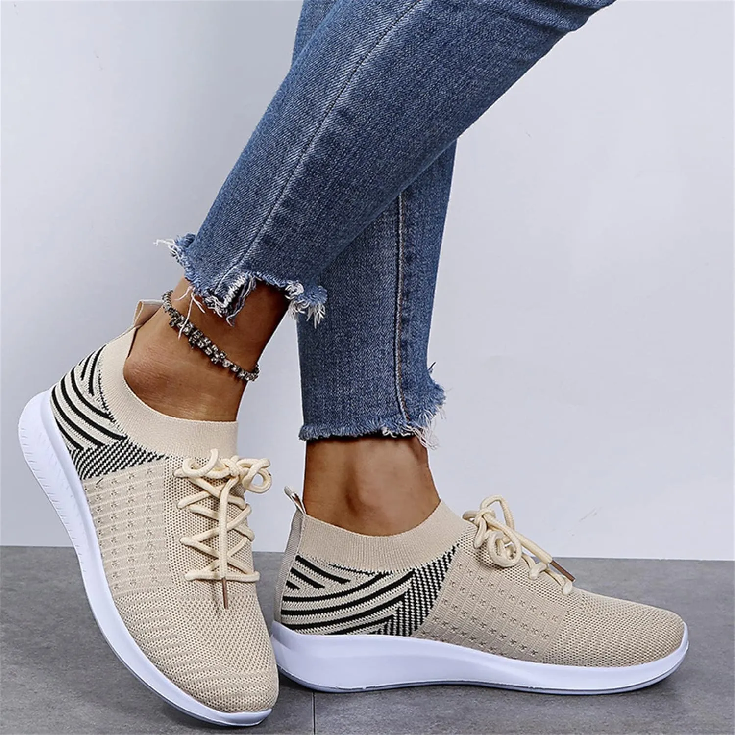 Ladmiple Sneakers For Women Slip On Walking Shoes Non Slip Fashion Casual Dressy Summer Fashion Comfortable Flats Loafer