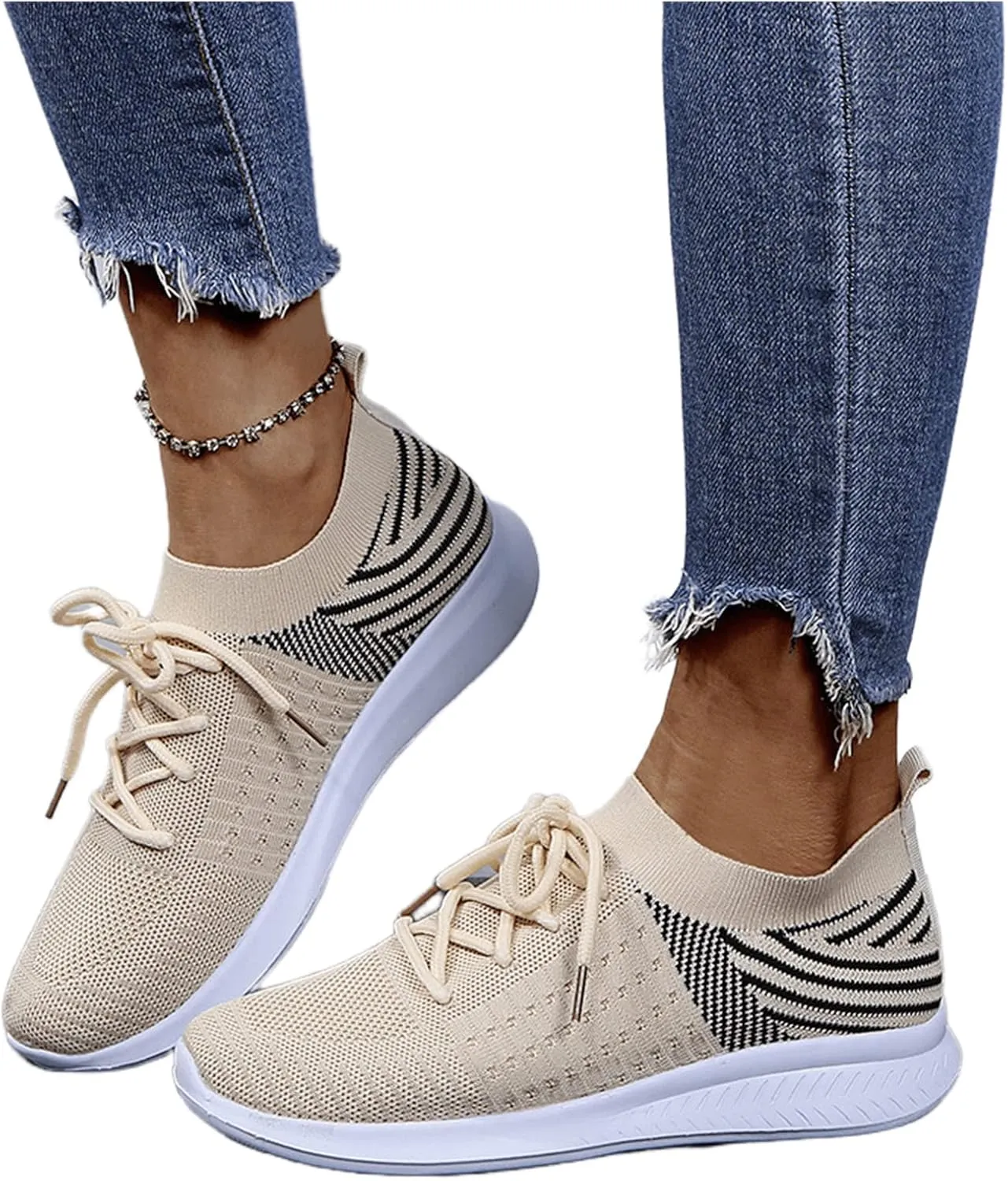 Ladmiple Sneakers For Women Slip On Walking Shoes Non Slip Fashion Casual Dressy Summer Fashion Comfortable Flats Loafer
