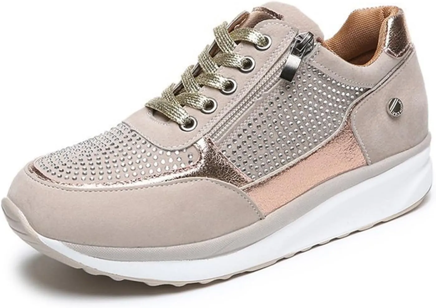 Ladmiple Sneakers For Women Walking Shoes Wide Width Sparkly Sneakers Slip On Dressy Summer Glitter Rhinestone Loafers