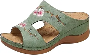 Ladmiple Women's Sandals With Arch Support Dressy Fashion Orthotic Slides Lightweight Athletic Slip On Orthopedic Slippers