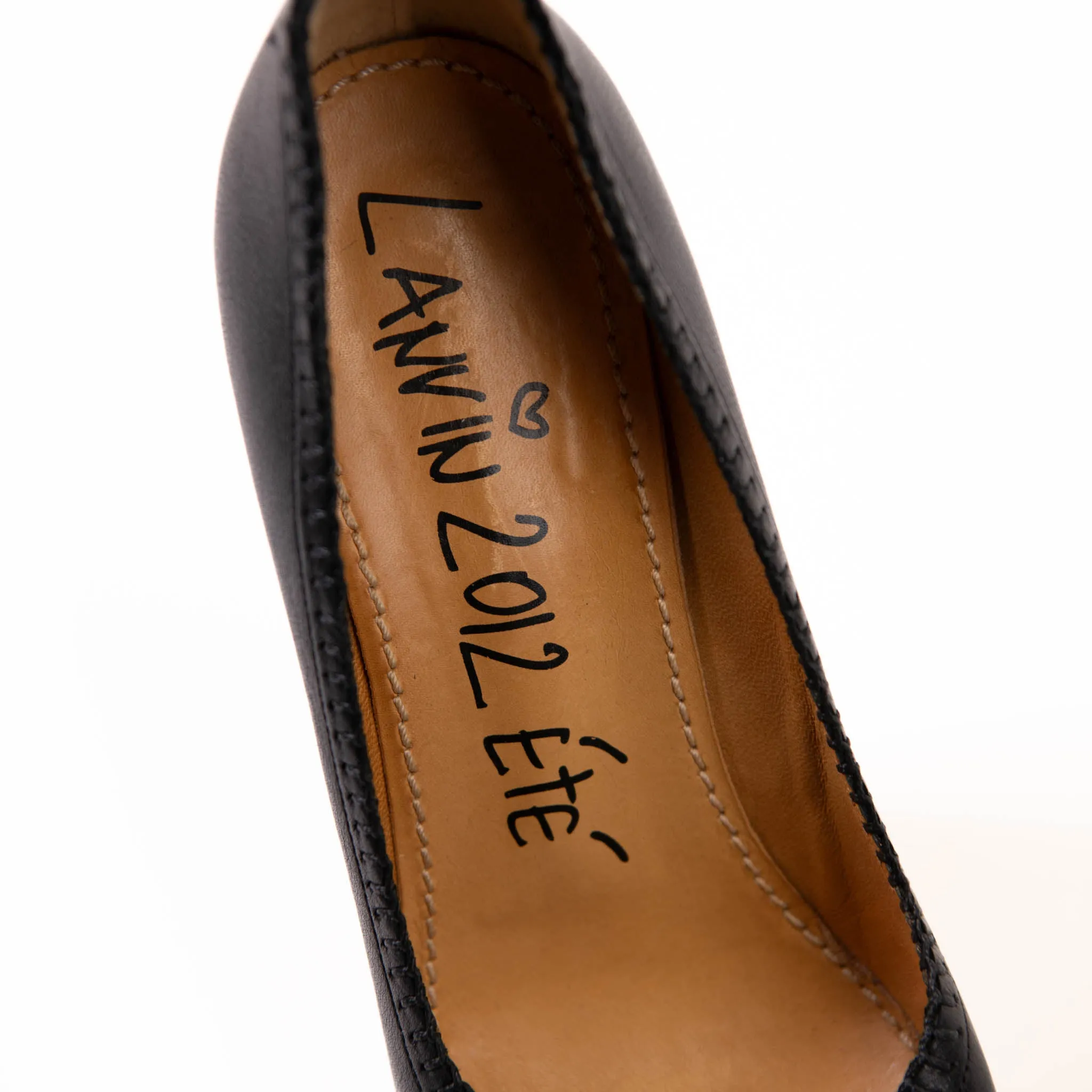 Lanvin Black/Beige Leather Wedge Platform Ankle Cuff Pumps Size 39