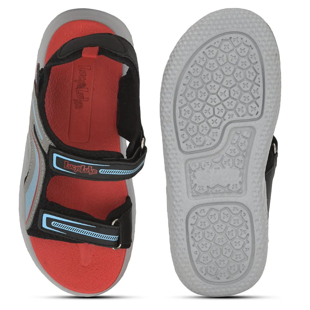 Lucy & Luke (Black) Casual Sandal For Kids HIPPO-21M By Liberty