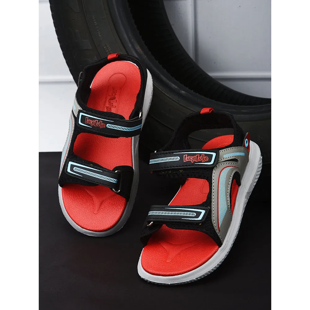 Lucy & Luke (Black) Casual Sandal For Kids HIPPO-21M By Liberty