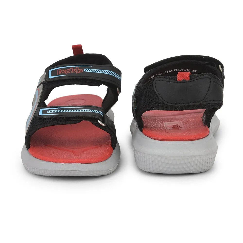 Lucy & Luke (Black) Casual Sandal For Kids HIPPO-21M By Liberty