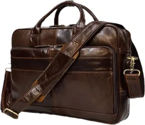 Men Genuine Leather Handbag Business Messenger Shoulder Bag 15.6'' Laptop Bag Computer Handbags Bags