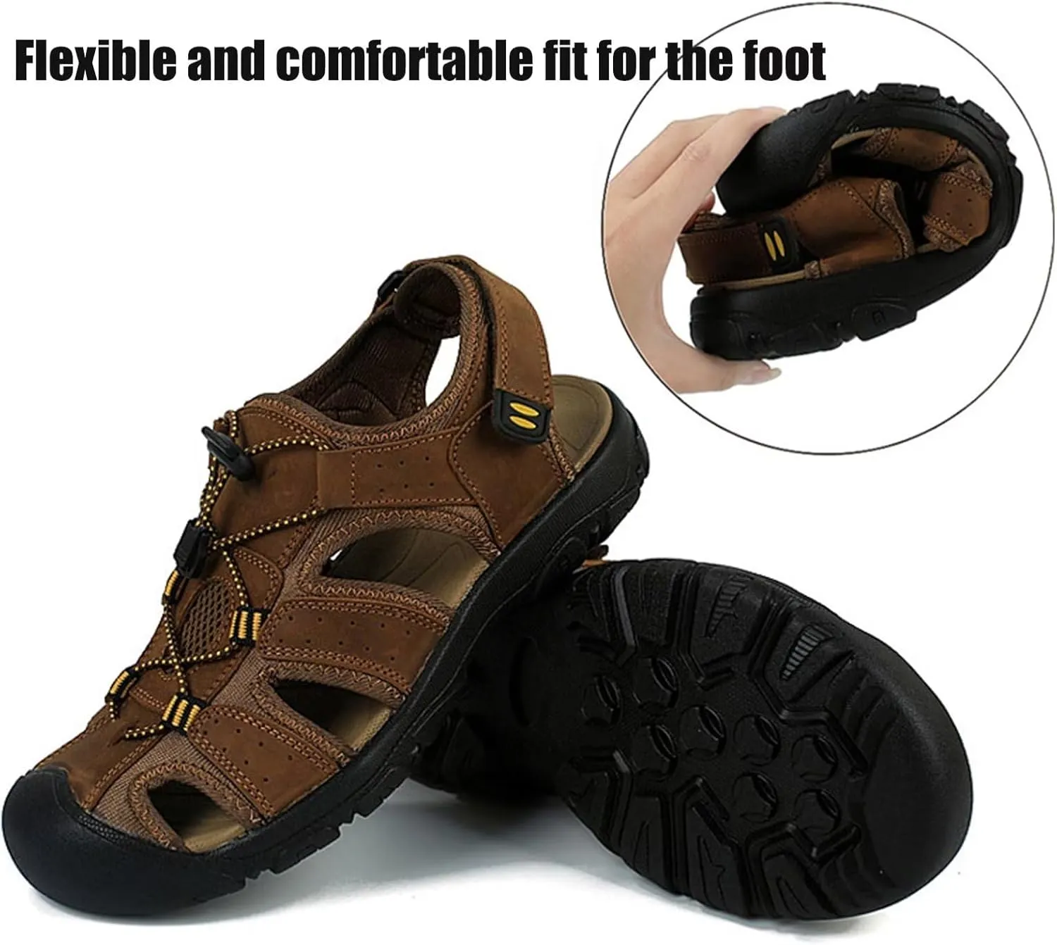 Men Hiking Sandals Closed Toe Walking Sandals Water Sandals Sports Outdoor Breathable Trekking Athletic Summer Beach Shoes