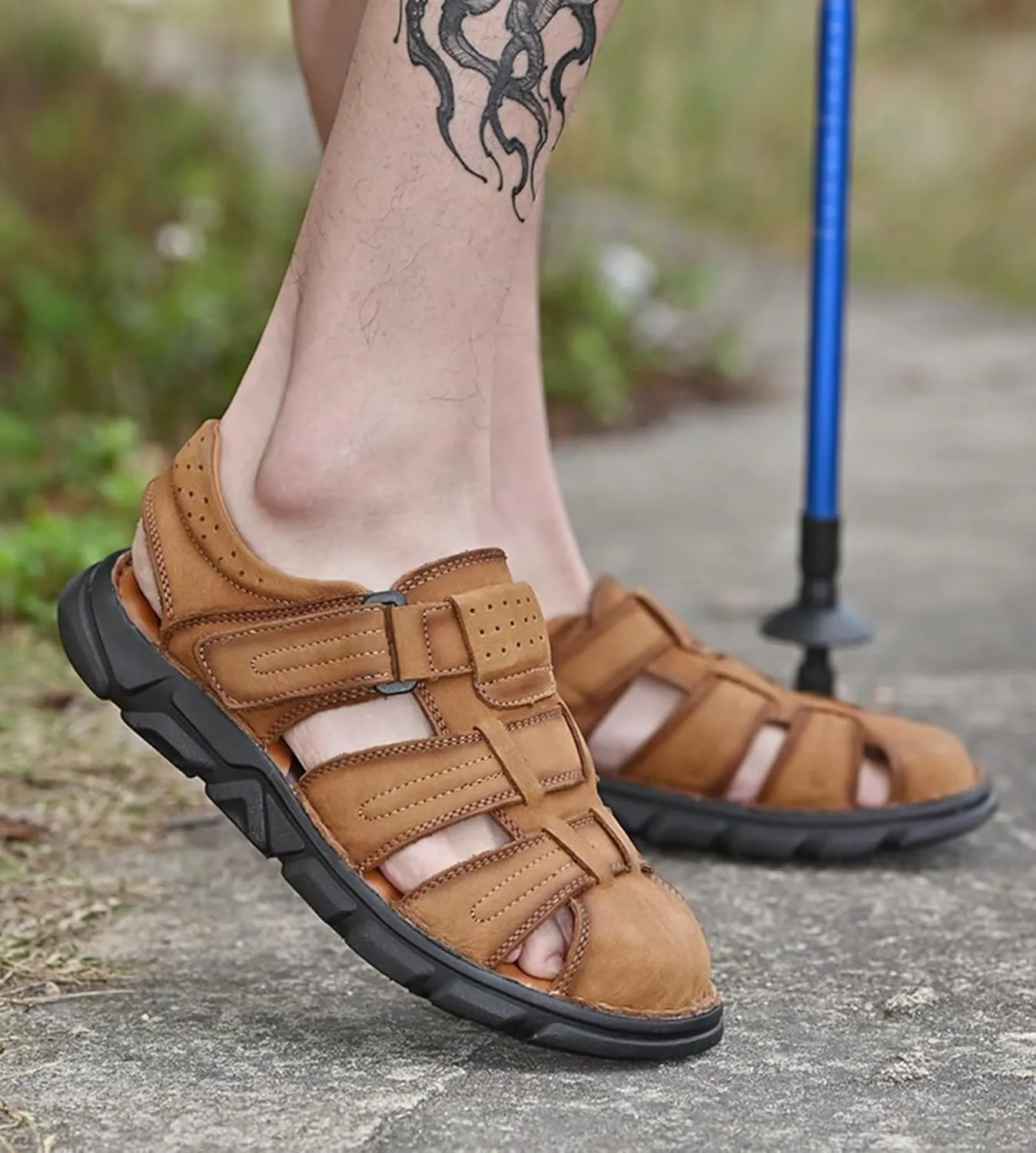 Men Hiking Sandals Outdoor Sports Summer Beach Fisherman Water Shoes Walking Closed Toe Trekking Breathable Athletic Sandal