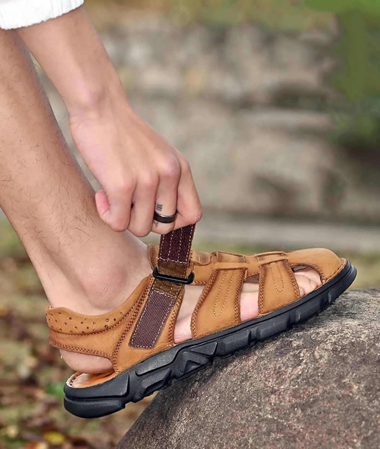 Men Hiking Sandals Outdoor Sports Summer Beach Fisherman Water Shoes Walking Closed Toe Trekking Breathable Athletic Sandal