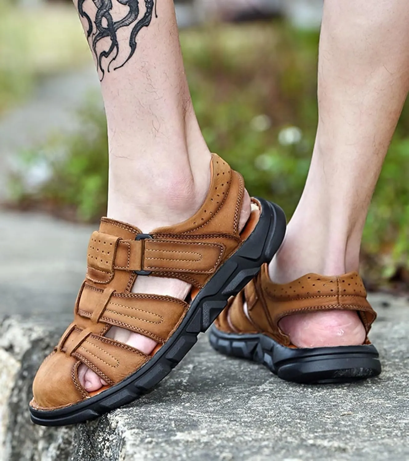 Men Hiking Sandals Outdoor Sports Summer Beach Fisherman Water Shoes Walking Closed Toe Trekking Breathable Athletic Sandal