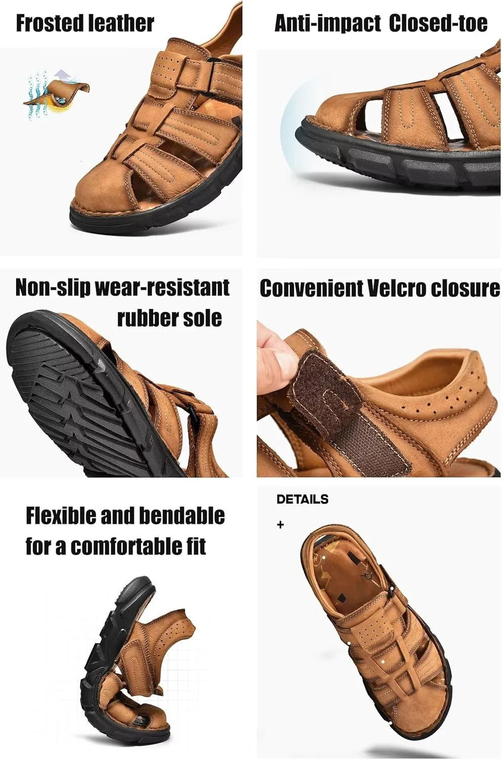 Men Hiking Sandals Outdoor Sports Summer Beach Fisherman Water Shoes Walking Closed Toe Trekking Breathable Athletic Sandal