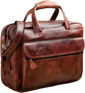 Men Leather Business Briefcase Messenger Bag Travel Laptop Document Case Tote Portfolio Bag