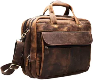 Men Leather Business Briefcase Messenger Bag Travel Laptop Document Case Tote Portfolio Bag