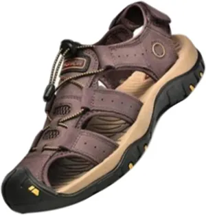Men Leather Sandals Breathable Closed-Toe Waterproof Anti-Slip Outdoor Walking Hiking Sandals Summer Beach Shoes