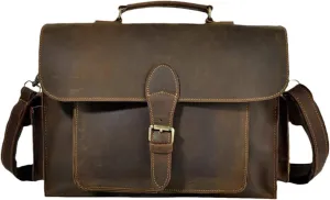 Men Real Leather Business Briefcase 13" Laptop Document Case Attache Portfolio Crossbody Bag
