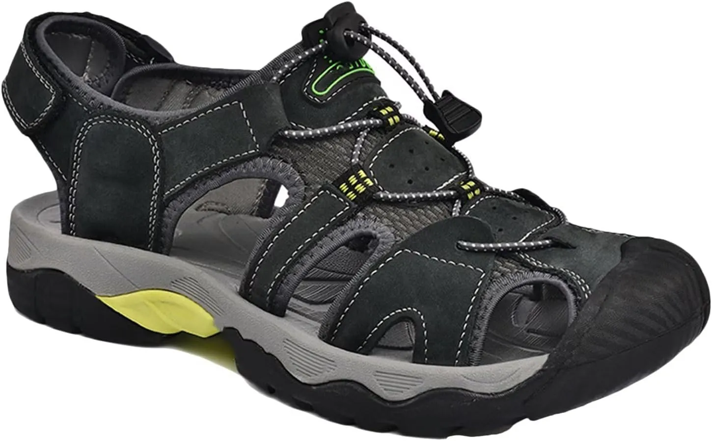 Mens Casual Leather Sandals Closed Toe Beach Shoes Summer Sandals for Hiking Trekking Walking