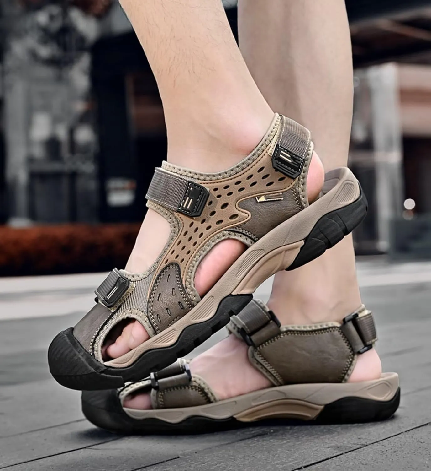 Men's Casual Sports Closed Toe Sandals Outdoor Walking Sandals Fisherman Sandals Summer Breathable Hiking Shoes