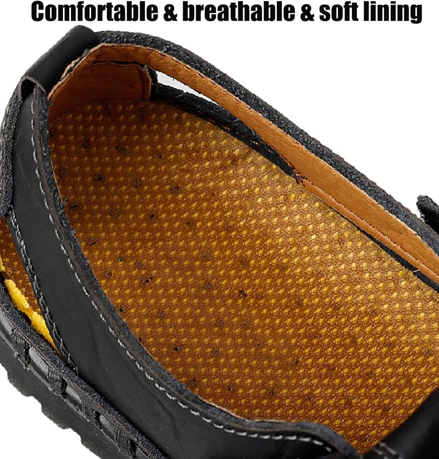 Mens Closed Toe Leather Sandals Breathable Summer Shoes Fisherman Sandals Outdoor Casual Driving Hiking Walking Sandals