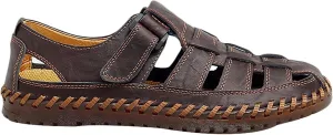 Mens Closed Toe Leather Sandals Breathable Summer Shoes Fisherman Sandals Outdoor Casual Driving Hiking Walking Sandals