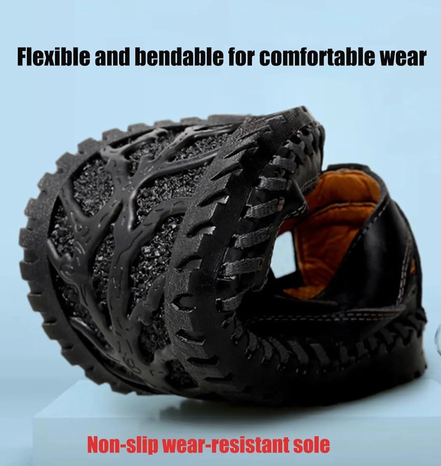 Mens Closed Toe Leather Sandals Breathable Summer Shoes Fisherman Sandals Outdoor Casual Driving Hiking Walking Sandals