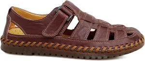 Mens Closed Toe Leather Sandals Breathable Summer Shoes Fisherman Sandals Outdoor Casual Driving Hiking Walking Sandals