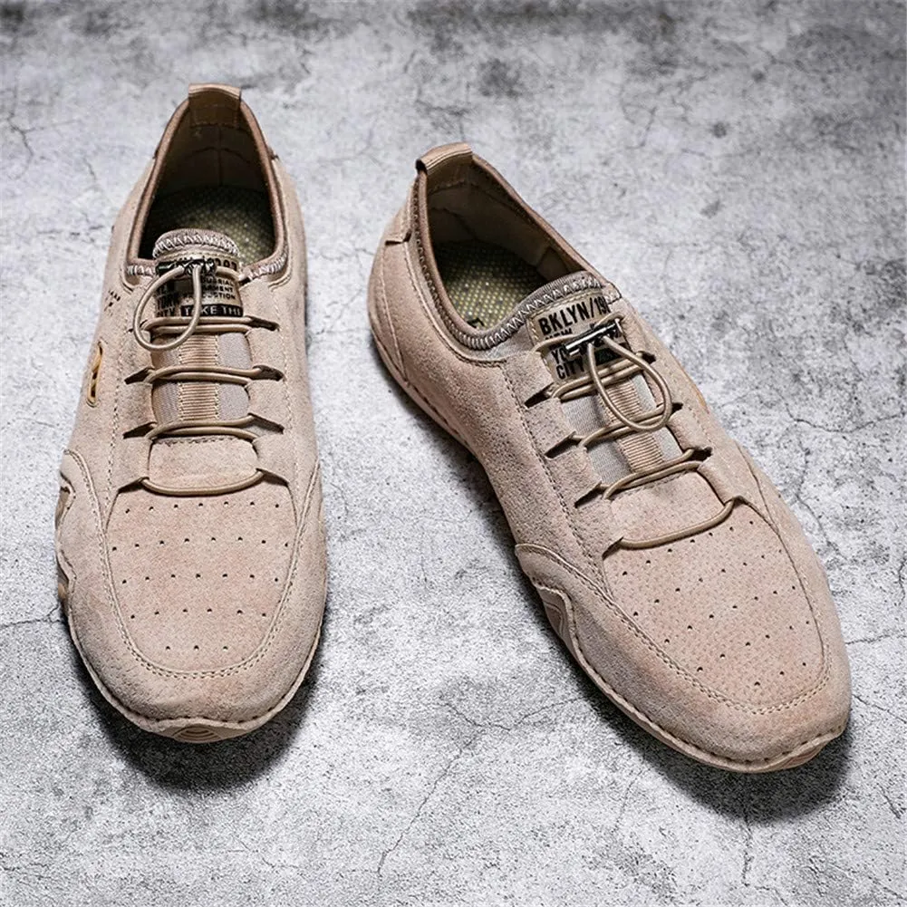 Mens Driving Comfort Leather Loafers Handmade Flats Breathable Walking Oxford Shoes