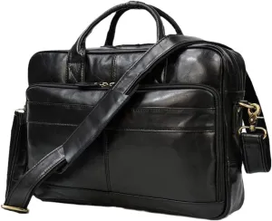 Men's Genuine Leather Briefcase Retro Handbags Business Shoulder Bag For 15'' Laptop Casual Cowhide Bag