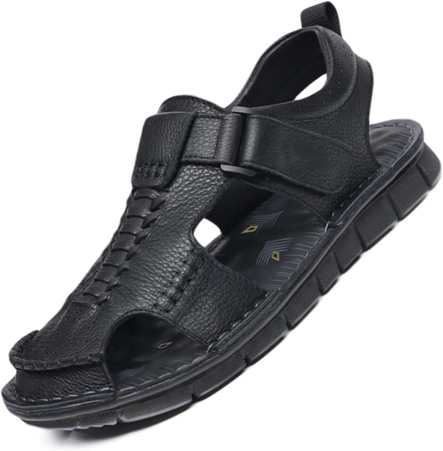 Mens Hiking Sandals Leather Outdoor Sports Summer Beach Fisherman Water Shoes Walking Closed Toe Trekking Sandals Comfort Casual Breathable Non-Slip Athletic Sandals