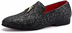 Mens Loafers Dress Shoes Slip on Glitter Driving Shoes Tuxedo Suit Shoes