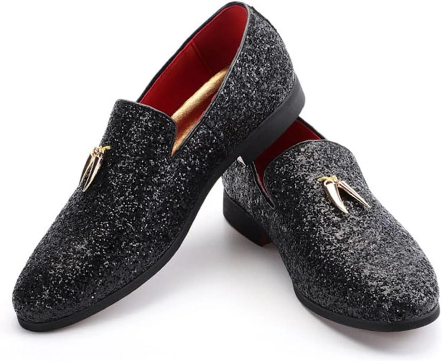 Mens Loafers Dress Shoes Slip on Glitter Driving Shoes Tuxedo Suit Shoes