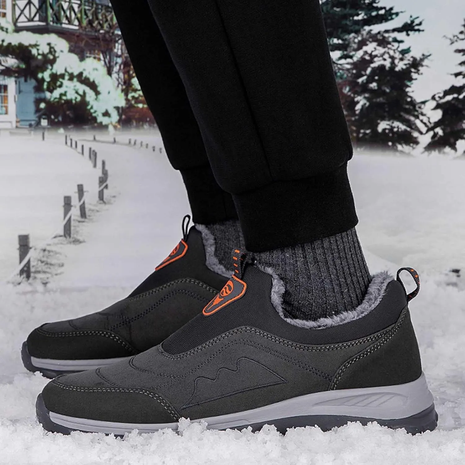 Men's Snow Boots Warm Faux Furry Lined Footwear Waterproof Outdoor Comfort Winter Boots Non-slip Cold Weather Shoes Hiking Walking Boots