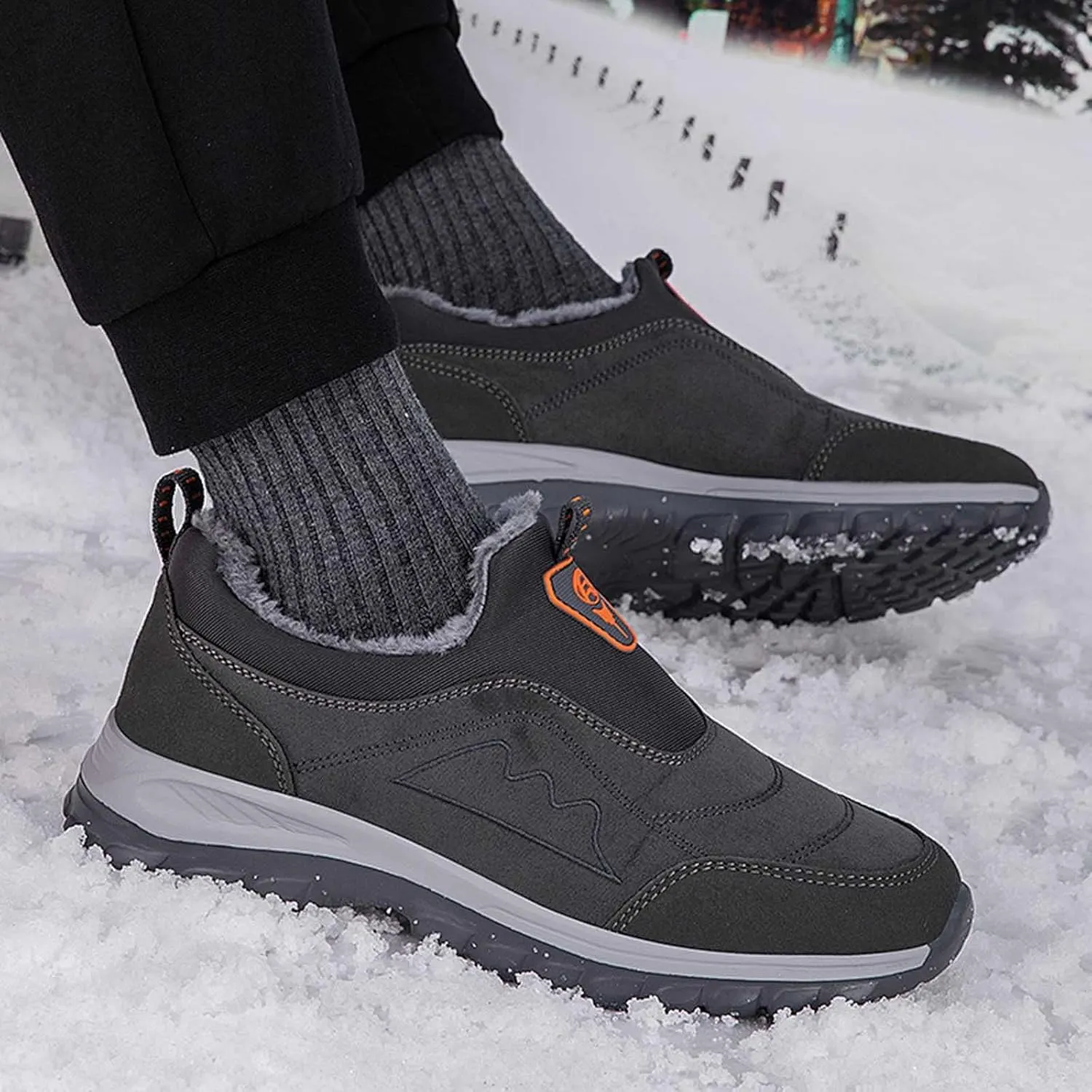 Men's Snow Boots Warm Faux Furry Lined Footwear Waterproof Outdoor Comfort Winter Boots Non-slip Cold Weather Shoes Hiking Walking Boots