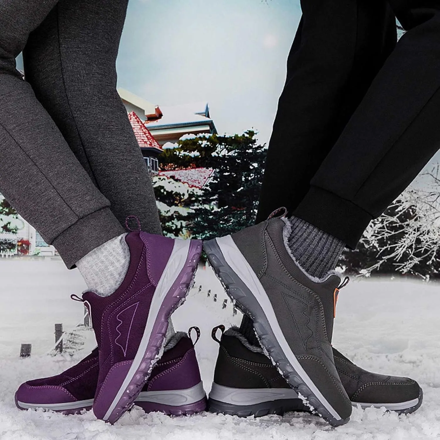 Men's Snow Boots Warm Faux Furry Lined Footwear Waterproof Outdoor Comfort Winter Boots Non-slip Cold Weather Shoes Hiking Walking Boots