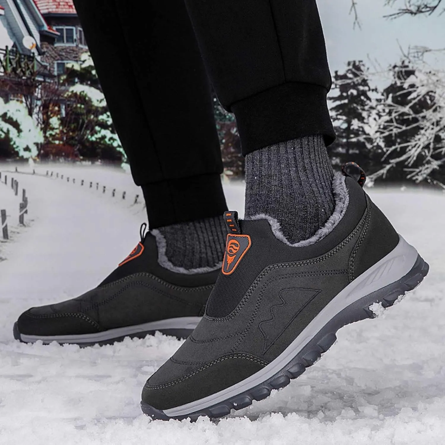Men's Snow Boots Warm Faux Furry Lined Footwear Waterproof Outdoor Comfort Winter Boots Non-slip Cold Weather Shoes Hiking Walking Boots