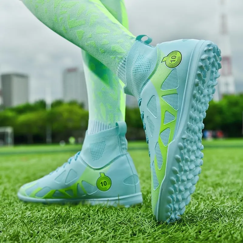 Mens Soccer Shoes Cleats Professional High Top Breathable Training Sneakers