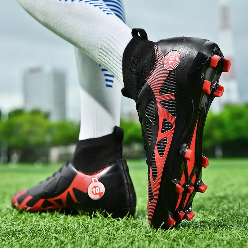 Mens Soccer Shoes Cleats Professional High Top Breathable Training Sneakers