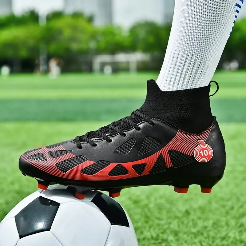 Mens Soccer Shoes Cleats Professional High Top Breathable Training Sneakers