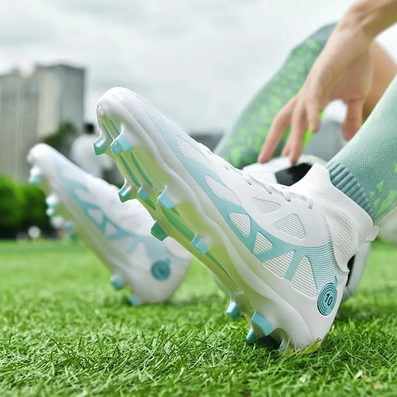 Mens Soccer Shoes Cleats Professional High Top Breathable Training Sneakers