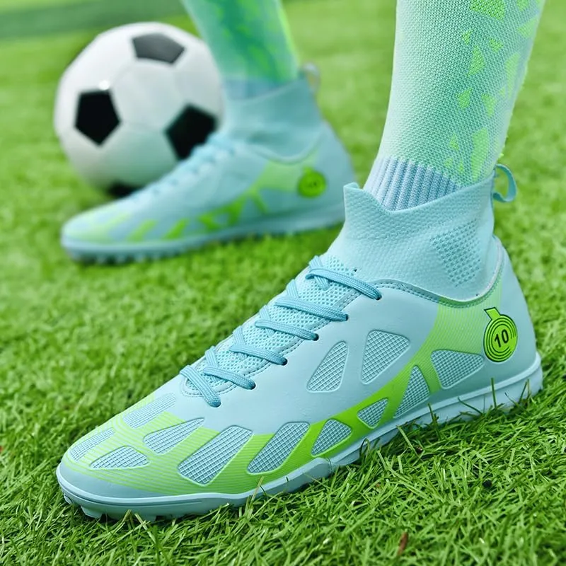 Mens Soccer Shoes Cleats Professional High Top Breathable Training Sneakers