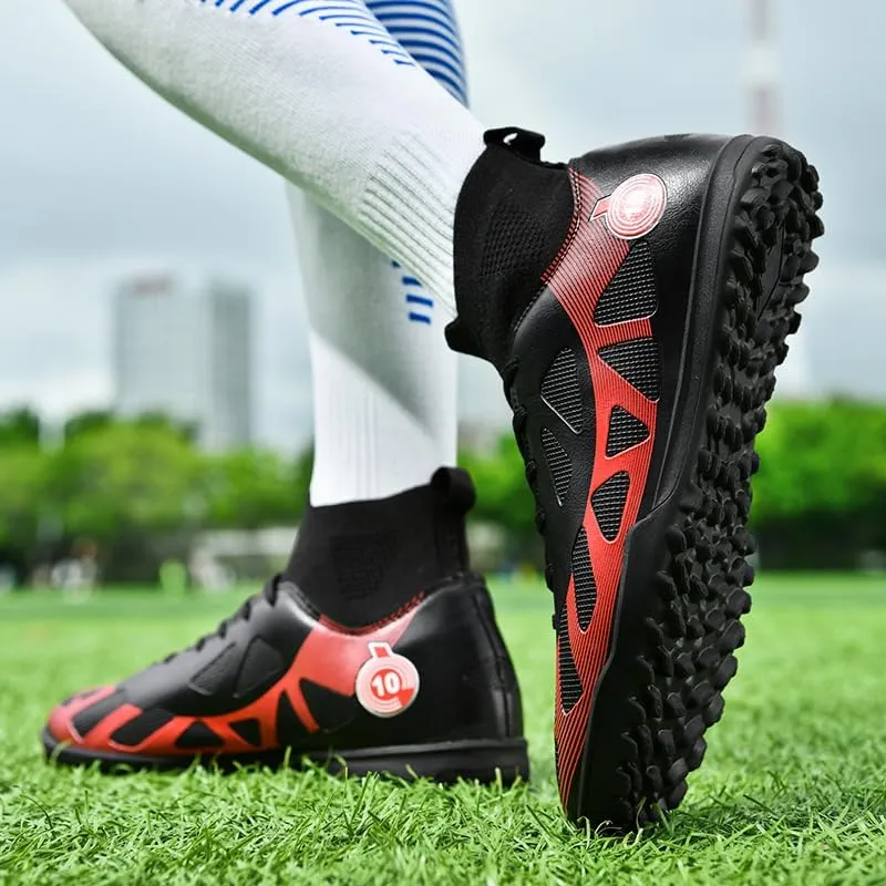 Mens Soccer Shoes Cleats Professional High Top Breathable Training Sneakers