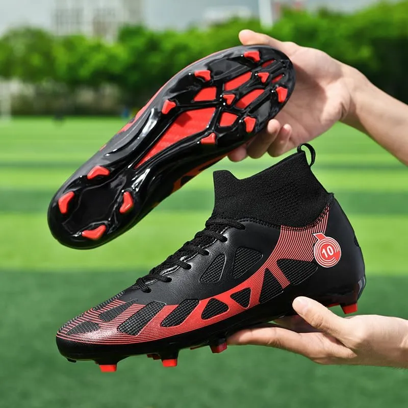 Mens Soccer Shoes Cleats Professional High Top Breathable Training Sneakers