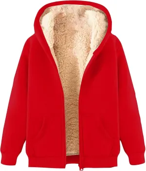 Men's Zip Up Fleece Hoodies Sherpa Lined Sweatshirt Winter Thermal Jacket Windproof Warm Casual with Pockets