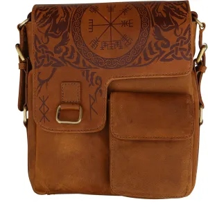 Mythrojan Leather Briefcase Laptop Bag Handmade Vintage Messenger Bag Compact Shoulder Bag Handmade Bags Urban Viking Satchel Real Leather Bag Celtic iPad Tablet Cross Body Bag - 10.6x8.6x 2.6