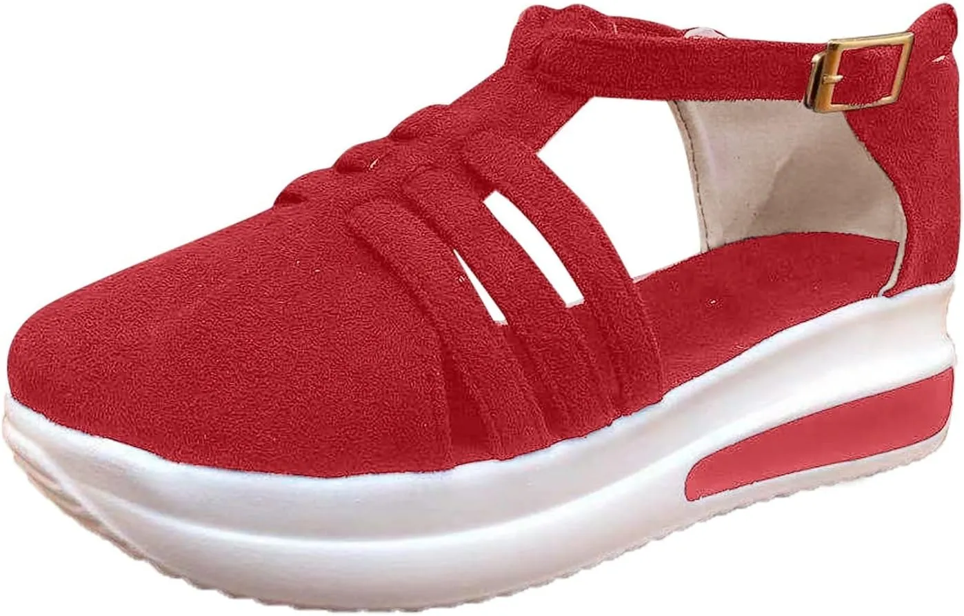 Orthopedic Platform Wedge Sandals for Women, Women Dressy Summer Open Toe Sandals Ankle Strap Slip On Shoes Casual Hollow Out Sandal 2025 Summer Shoes