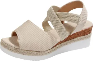 Orthopedic Sandals for Women Slip On Solid Color Espadrille Wedge Sandals Casual Fashion Peep Toe Sandals Women