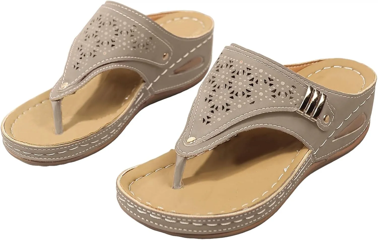 Orthopedic Wedge Sandals for Women Flat Open Toe Platform Wide Widths Sandals Casual Flip Flops for Women with Arch Support Silppers Comfortable Slip on Sandals Beach Sandals Dress Shoes