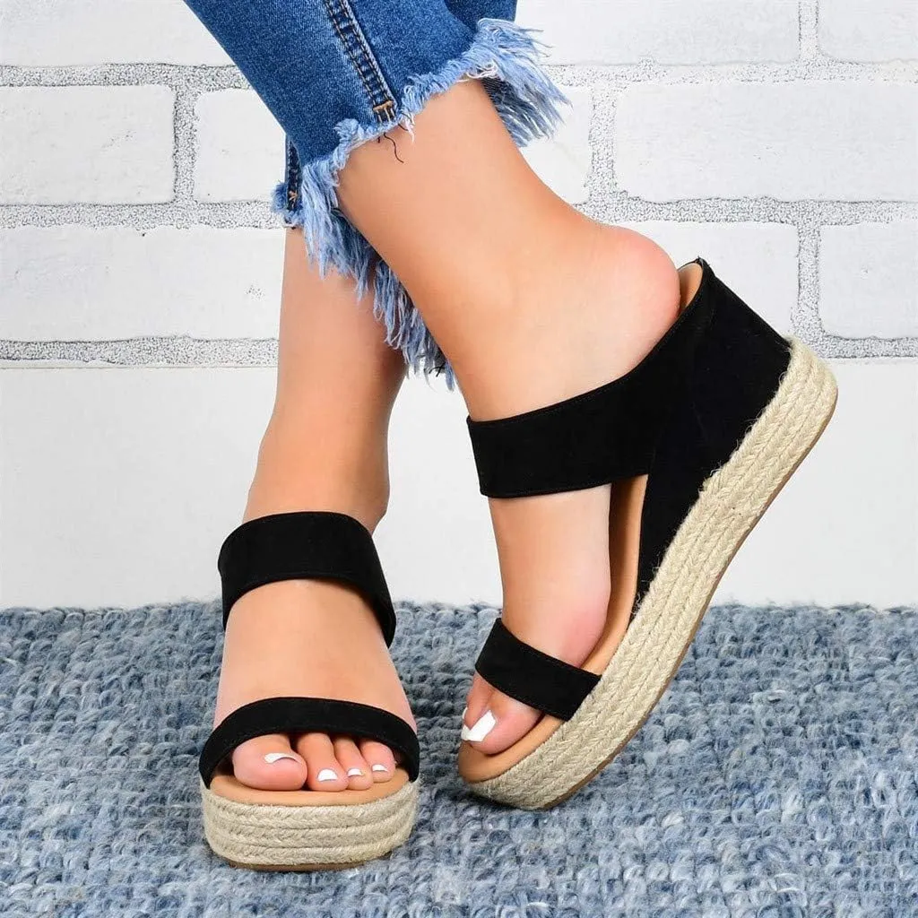 Orthopedic Wide Sandals for Women 2025 Arch Support Flat Wedge Sandals Walking Women Open Toe Casual Dressy Summer Platform Sandal Comfort Mid Heels Espadrilles Slip on Shoes for Beach,Work